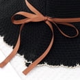 thumbnail image 4 of Fewfanhot Women Scalloped Wide Brim Straw Bucket Hat, UPF Sun Protection Foldable Beach Fisherman Hat with Fabric Ribbon Bow, 4 of 5