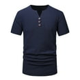 thumbnail image 5 of Summer Cotton Linen Vintage Henley Shirt Lightweight Casual Pullover Tops Side Slit Party Tees for Workout Fitness, 5 of 7