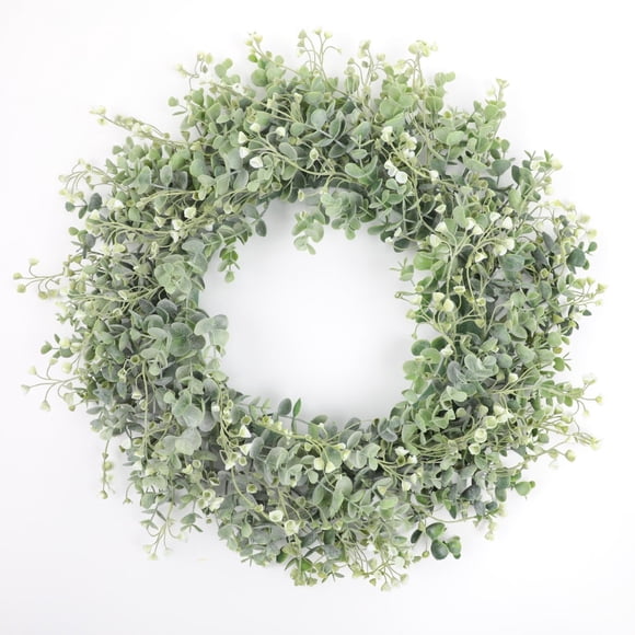 Deeceymbur Realistic Faux Eucalyptus Leaf Wreath Home Decor for Entryway Wall Dining Table Seasonal Durable Low Maintenance