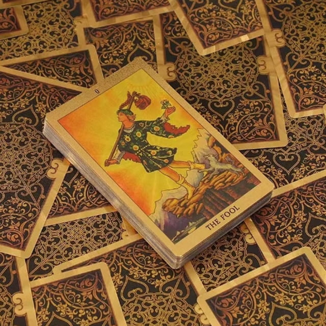 Juego de cartas de Tarot dorado con 3 gráficos posteriores Juego de mesa de Tarot para un amigo aficionado Hugtrwg Para estrenar