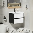 thumbnail image 2 of Eclife 24" Black and White Single Bathroom Vanity with Integrated Sink Top, Faucet and Drain, 2 of 9