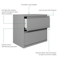 thumbnail image 3 of Hirsh 30 inch W 2 Drawer Metal Lateral 101 File Cabinet Arctic Silver, 3 of 15