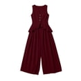 thumbnail image 7 of QATAINLAV Woman Matching Sets Sleeveless Ruffle Hem Tank Top and Wide Leg Pants Two Piece Summer Outfits Wine XL, 7 of 7