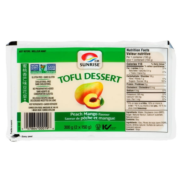 Sunrise Peach Mango Flavour Tofu Dessert, 2x150g
