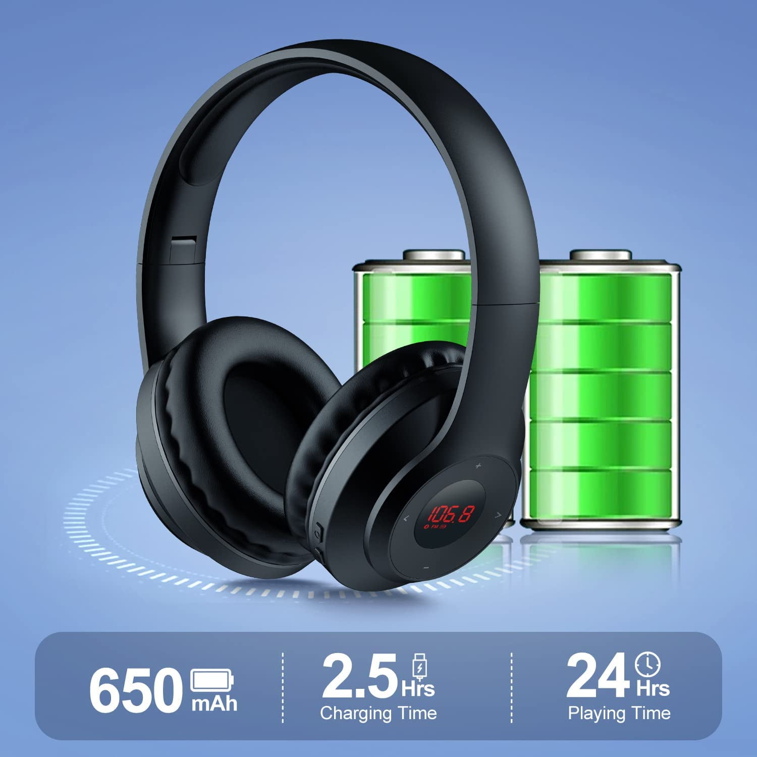 Wireless FM Radio Headphones with Bluetooth Built in Mic Over Ear Stereo Sound for Jogging Walmart