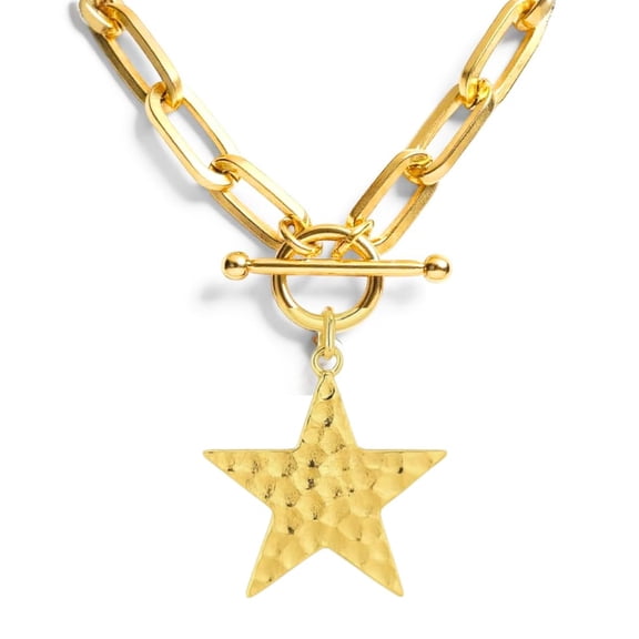 WineWear Star Chunky Chain Necklace for Women Gold-Tone Tarnish-Resistant