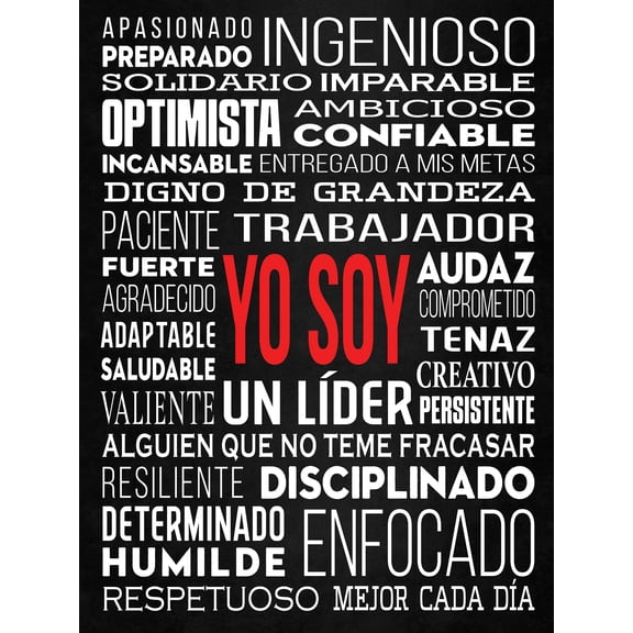 HoneyKICK "Yo Soy" I AM Motivational Poster 12x16 - Bilingual Inspirational Wall Art - Affirmation Poster for Bedroom, Office Decor, Home Decor - Bilingual Wall Art for Latino Home
