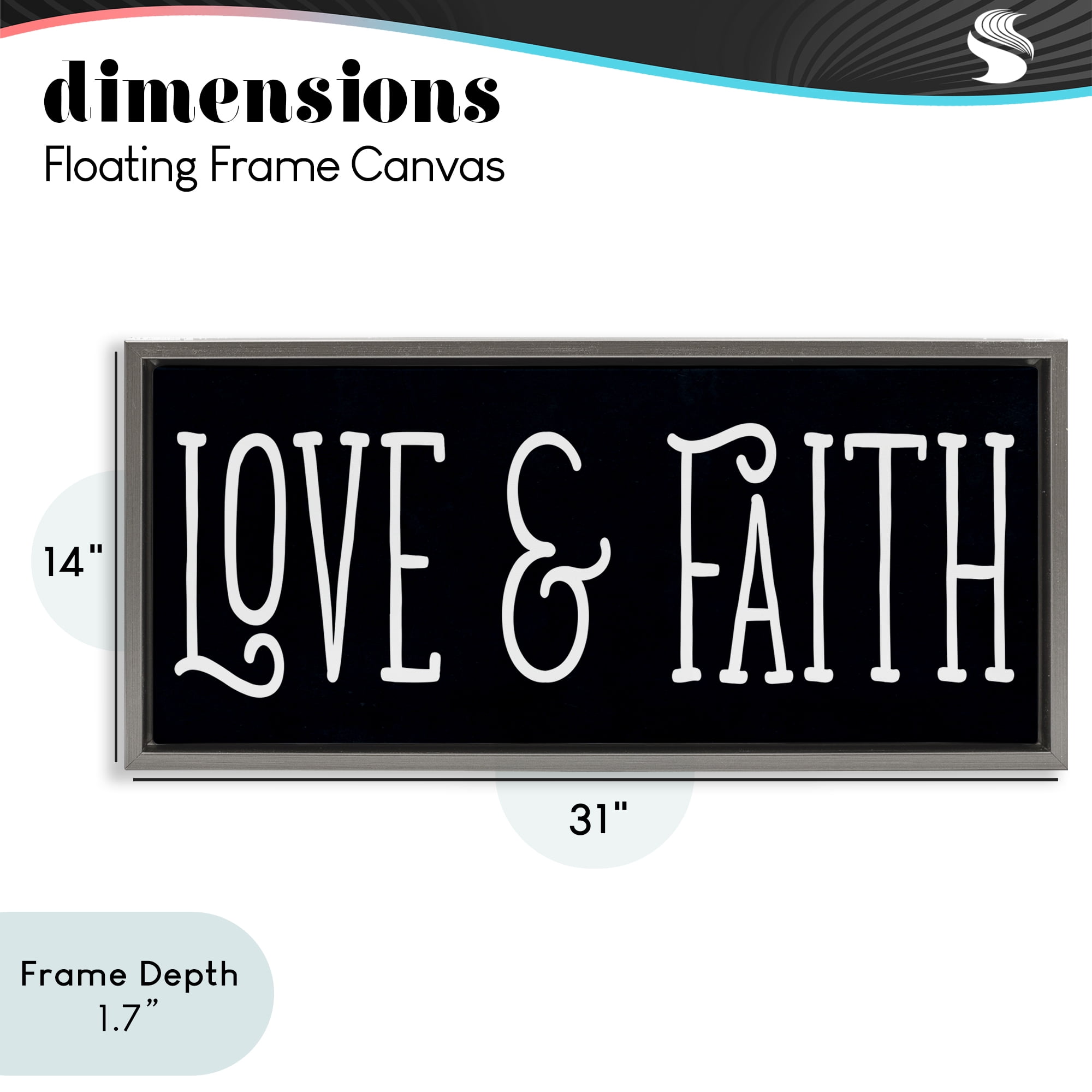 Stupell Industries Love & Faith on Black Gray Framed Floater Canvas Wall Art, design by SD Graphics Studio