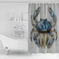 thumbnail image 4 of Small Stall Shower Curtain 36x78 Inch Narrow Half Size Blue Crab Coastal Bath Curtains Bathroom Decor Vintage Beach Nautical Coral Sea Waterproof Fabric Shower Curtain Set with Hooks 36 Inch, 4 of 6