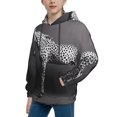 thumbnail image 2 of Disketp Monochrome Leopard Horse Youth Hoodie Sweatshirt for Boys Girls Kids Pullover Hooded Classic Casual Essentials Hoodie-Medium, 2 of 6