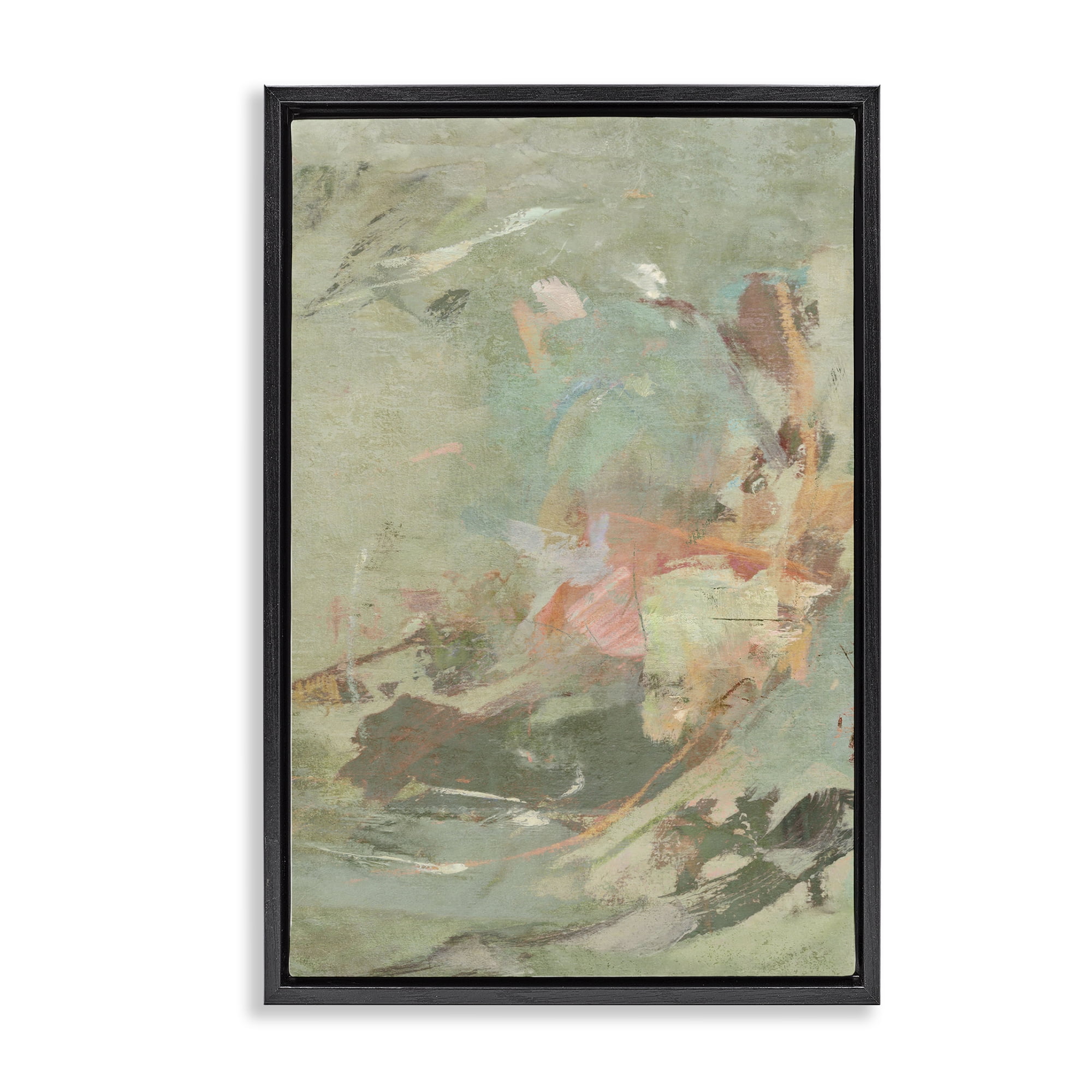 Stupell Industries Swirled Neutrals & Pastels Abstract Painting Black Floater Framed Canvas Art Print Wall Art 21 x 31