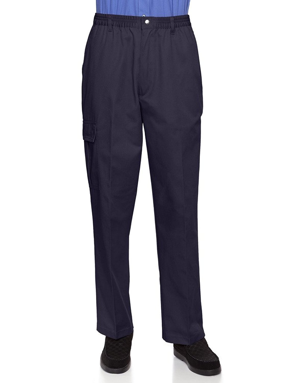 AKA Pants AKA Wrinkle Free Men's Full Elastic Waist Twill Casual Pant Navy Large