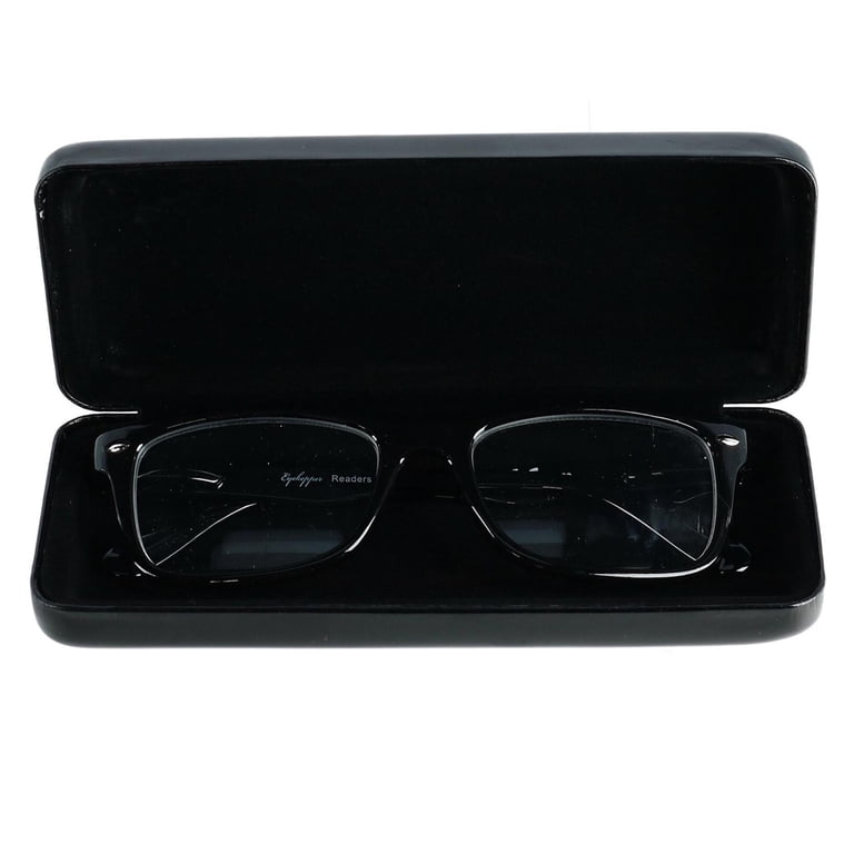 1 X Black Glasses Case Shiny Rectangular Clam Shell Hard