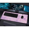 thumbnail image 3 of Large Extended Gaming Mouse Pad with Stitched Edges, (31.5X15.7In) Durable Non-Slip Natural Rubber Base, Waterproof Computer Keyboard Pad Mat for Esports Pros/Gamer/Desktop/Office/Home, Marble Purple, 3 of 14