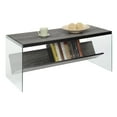 thumbnail image 3 of Convenience Concepts SoHo Glass Coffee Table with Shelf, Weathered Gray/Glass, 3 of 6