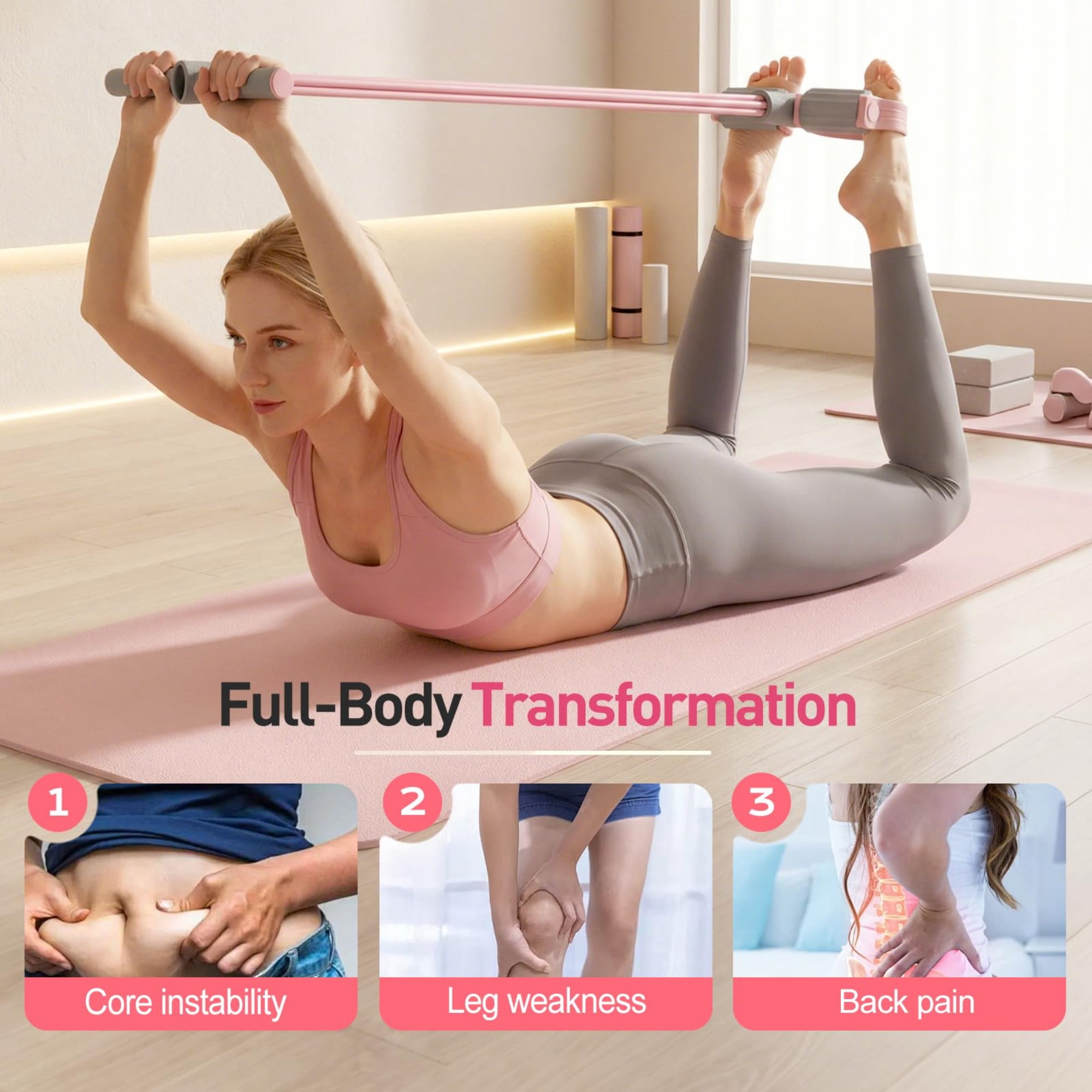 Pedal Resistance Bands with Handles, Multifunction Elastic Yoga Resistance Band,Foot Pedal Resistance Band,Yoga Elastic Exercise Bands