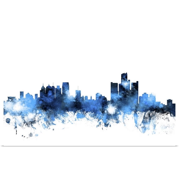 Great BIG Canvas | Rolled Michael Tompsett Poster Print entitled Detroit Michigan Skyline