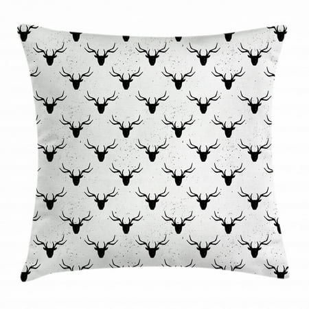 Deer Throw Pillow Cushion Cover Deer Head With Antlers Silhouette