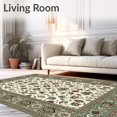thumbnail image 2 of Flatwoven High Traffic Area Rug, Chic Sage Green Textured with Motifs, Non Slip, Stain Resistant, Washable Area Rugs for Living Room, Bedroom(Ivory, 4X6), 2 of 8
