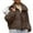 Brown, variant on DAFPZW Women’s Winter Cropped Puffer Jackets Casual Quilted Baggy Long Sleeve Zip Down Coats Outerwear