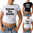 thumbnail image 3 of Women Korean Style Printed Round Neck Short Sleeve T Shirt Versatile and Slim Fit Cropped Shirt Vintage Tops, 3 of 5