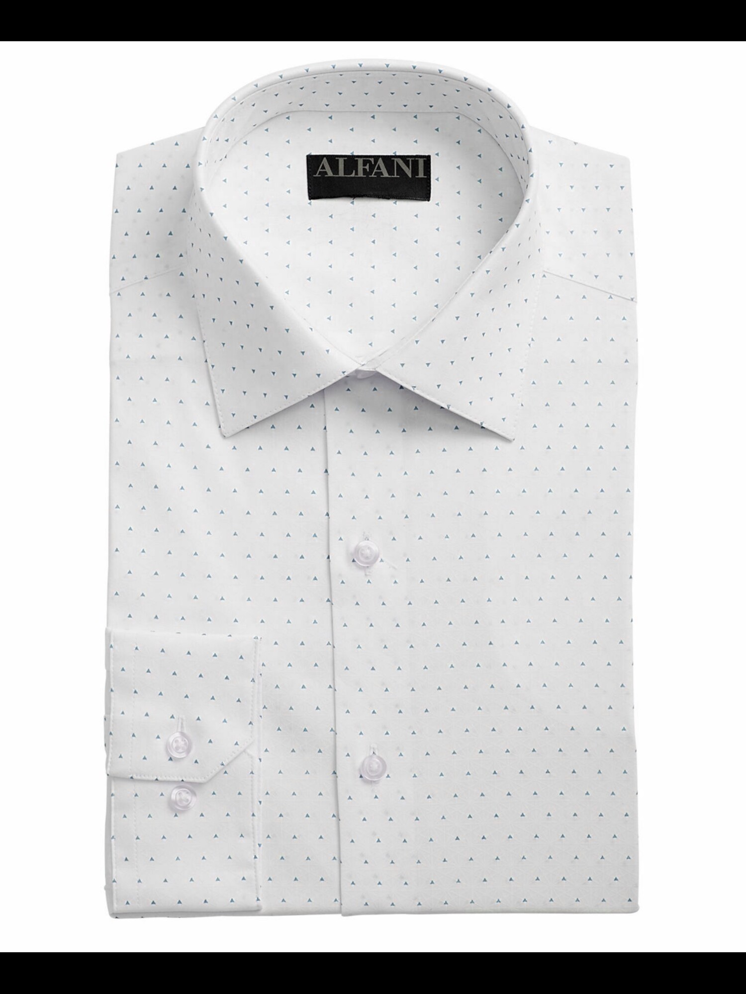 ALFANI Mens White Geometric Collared 