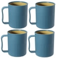 thumbnail image 1 of Tazas de café de plástico creativas (paquete de 4), tazas de fiesta, taza de plástico mejorada con asa, taza de paja de trigo para agua, café, leche, jugo, té, 1 of 6