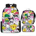 thumbnail image 1 of Cartoon Cute Kuromi Backpack Nylon Shoulder Bag Daily Travel 3D Print Backpack with Crossbody Bag Organizer Case 3pcs Set, 1 of 3