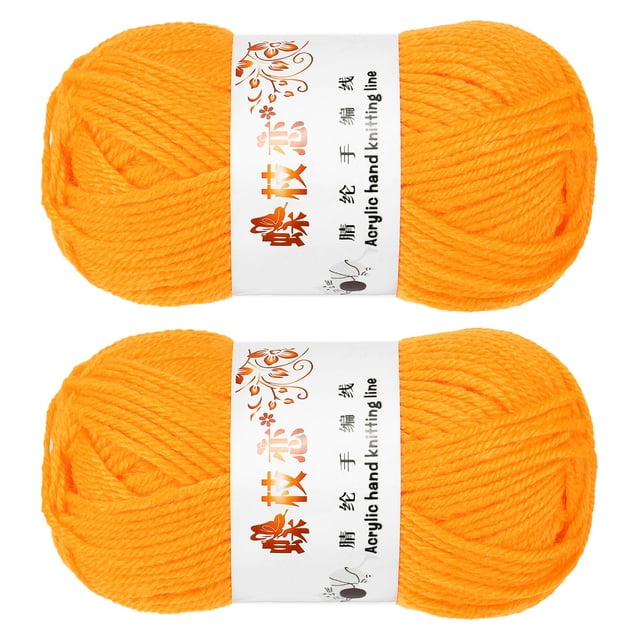 2PCS Hilo de Ganchillo, Hilo Acrílico Dorado de 4 Capas 100g, 197 Yardas