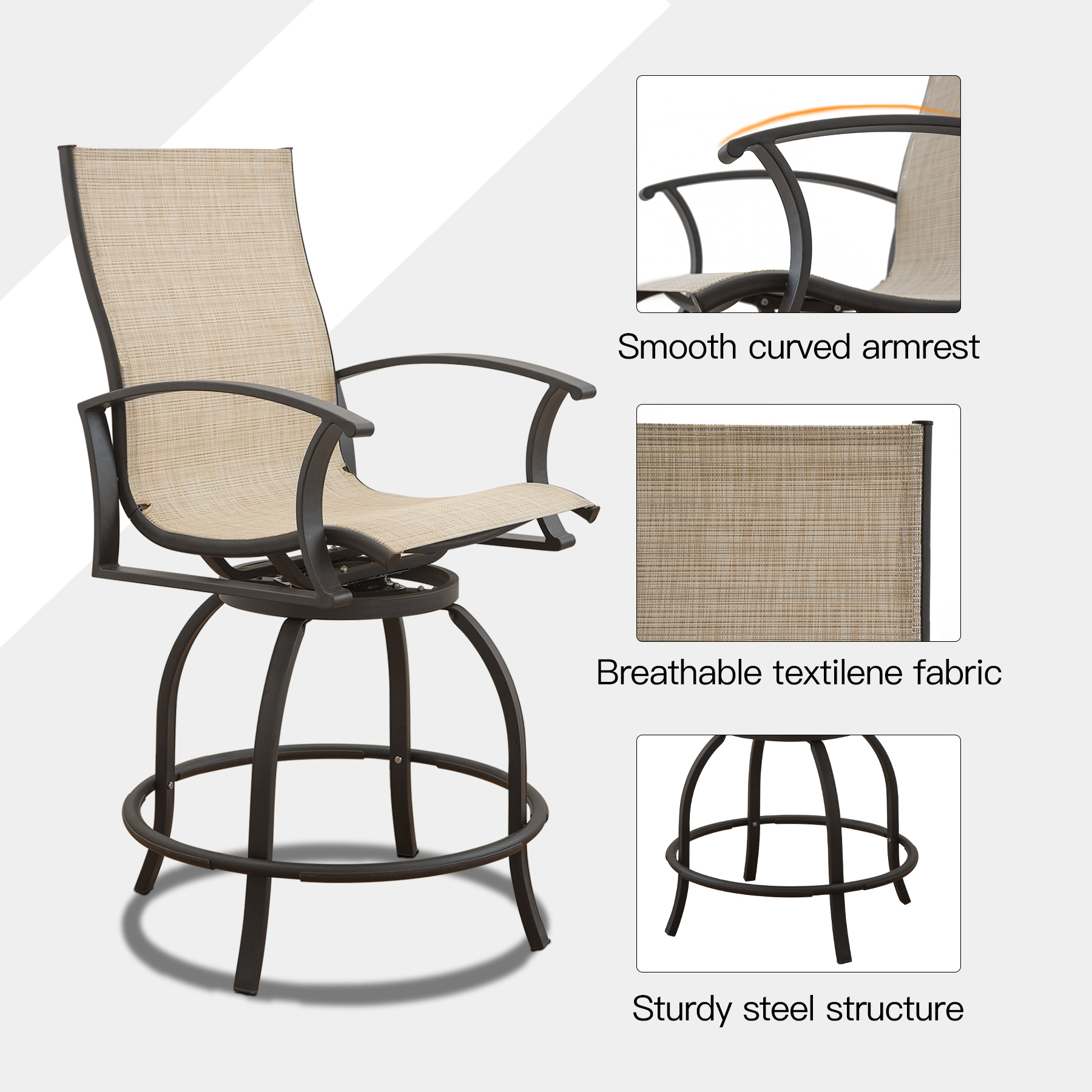 Buy 3 Piece Patio Bar Set with Swivels Bar Stools and Top Table