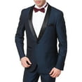 thumbnail image 3 of Adam Baker Men's 9-3403 Slim Fit One Button Satin Shawl Collar Tuxedo Suit - Navy - 48 Short, 3 of 9