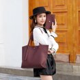 thumbnail image 3 of Moda mujer PU 2 piezas bolsas compuestas borla bolso de hombro monedero (rojo vino) Tmvgtek Para estrenar, 3 of 8