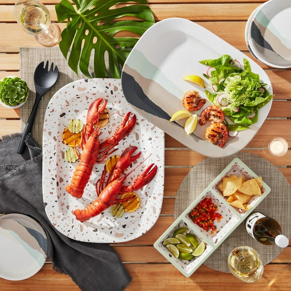 Buenisimo 3-Piece Bamboo Melamine Serveware Set, Terrazzo