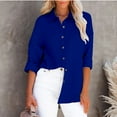 thumbnail image 4 of Clearance under 10.00 LYXSSBYX Long Sleeves Womens Tops for Women Shirts Hot Sale Clearance Tops Funny Fashion Solid Color Buttons Long Sleeve Loose Tops Blouse, 4 of 5