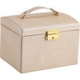 thumbnail image 5 of Joyero negro con 2 cajones, organizador de joyas con cerradura y espejo, caja de viaje extraíble., 5 of 5
