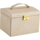 thumbnail image 5 of Joyero rosa con 2 cajones, organizador de joyas con cerradura y espejo, caja de viaje extraíble., 5 of 5