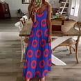 thumbnail image 4 of Red Circles On Blue Sleeveless Dress Loose Women's Dress Dresses Luxury Evening Dresses, 4 of 9