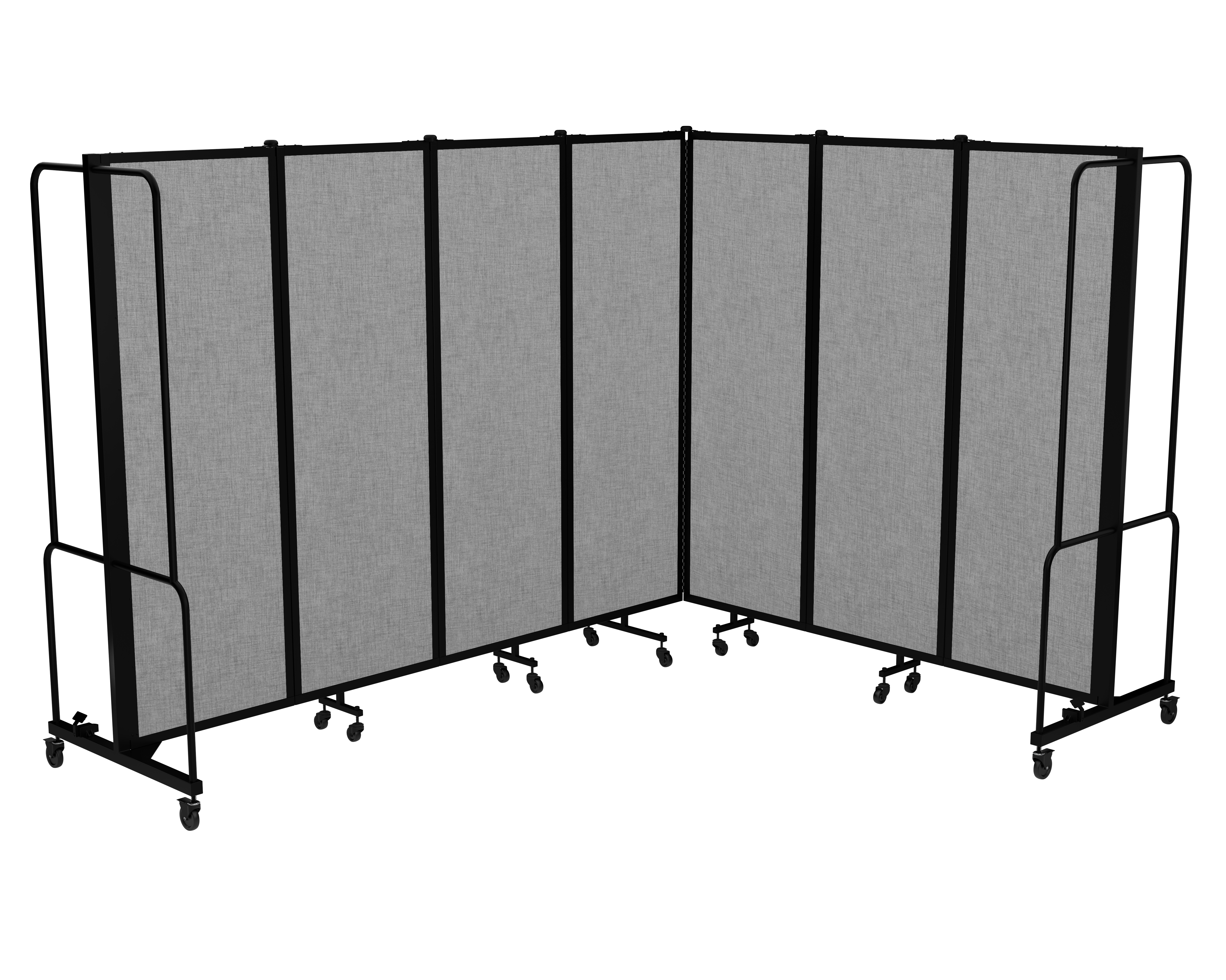 Hampden Furnishings Otis Collection Portable Room Divider, 7 Grey Panels, Black Frame