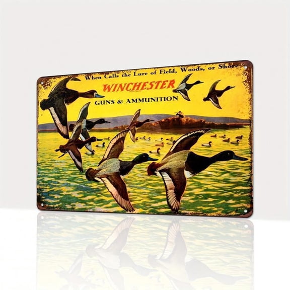 Vintage Hunting Scene Themed Aluminum Sign, 8 x 12 Inch Retro Style Hunting Sign, Wall Decor for Home Living Room Bedroom, Home Decor