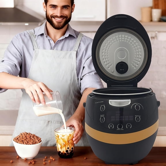 8L 1200W Commercial Pearl Cooker Black Fast Heating Automatic Bubble Tea Machine