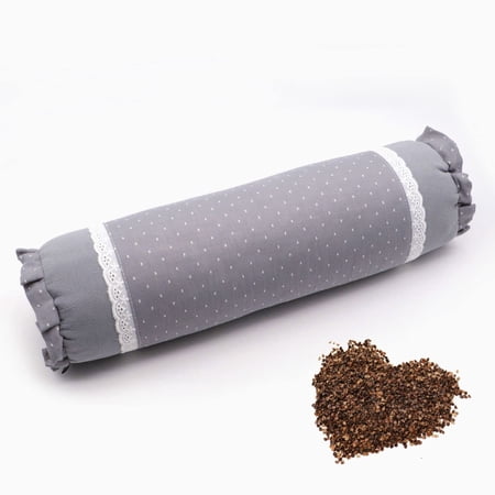 Edomi Buckwheat Cylinder Neck Roll Pillow Cervical Pillow Buckwheat Hulls Filling Bolster for Cool Sleep Neck Support for Lumbar Back and Side Sleepers (16x4 Inch, Gray)