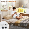 thumbnail image 2 of Full Size Daybed with Hydraulic Storage&Charging Station, Lift Up Corner Bed Frame with LED Lights&Bookcase Headboard, Full Metal Platform Storage Bed for Bedroom, White, 2 of 10