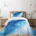 thumbnail image 3 of Ambesonne Constellation Quilted Bedspread Set 2 Pcs, Black Hole Astral, Twin Size, Aqua Blue White, 3 of 6