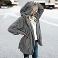 thumbnail image 5 of Abrigo de mujer, chaqueta de felpa, chaqueta con capucha, abrigo de invierno de gran tamaño, abrigo corto, cárdigan cálido, chaqueta con capucha, chaqueta de invierno con bolsillos (2XL), 5 of 5