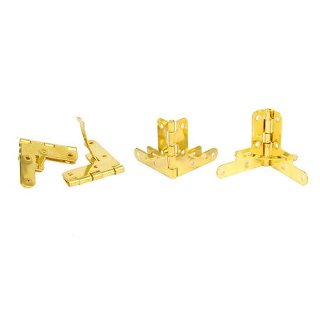 Uxcell Jewelry Wine Box Wooden Case Metal Quadrant Hinge Gold Tone 32mmx30mm 4pcs