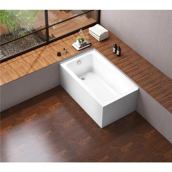 Aqua Eden 54 in. Acrylic Alcove Tub with Left Hand Drain, White