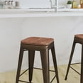 thumbnail image 3 of Merrick Lane 24 Inch Tall Stackable Green Metal Bar Counter Stool With Textured Elm Wood Seat In Set Of 4, 3 of 15