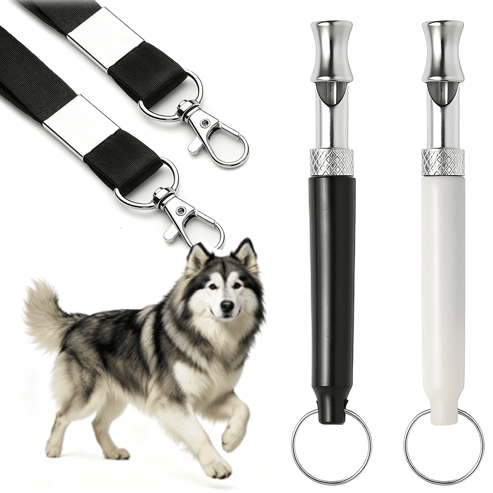 2‑Pack Dog Whistle, Adjustable Ultrasonic Silent Dog Whistle with Lanyard, Professional Obedience Training Tool for Long‑Range Recall & Stopping Neighbor’s Dog Barking, Black & White
