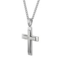 thumbnail image 3 of Mens Lab-Grown Diamond Accent Stainless Steel Stacked Cross Pendant Necklace, 3 of 5