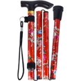 thumbnail image 1 of Rojo - Bastón plegable de 1 pieza, bastón de aluminio con forma de flor, bastón de trekking portátil ligero y ajustable con mango ergonómico antideslizante, adecuado para mujeres y hombres., 1 of 5
